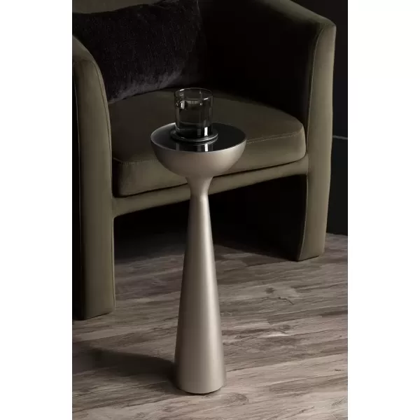 imageKate and Laurel Chandon MidCentury Sophisticated Drink Table 8 x 8 x 23 Antique Nickel Glam Sculptural Plant Pedestal Table for Use as Antique Mini Table or Bathtub Accent Table