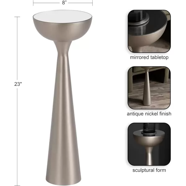 imageKate and Laurel Chandon MidCentury Sophisticated Drink Table 8 x 8 x 23 Antique Nickel Glam Sculptural Plant Pedestal Table for Use as Antique Mini Table or Bathtub Accent Table