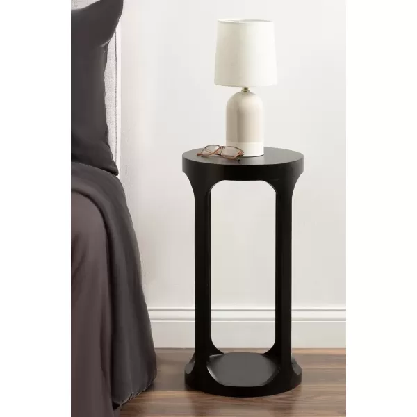 imageKate and Laurel Dahl Modern Slatted Wooden Round Drink Table 12 x 23 Black Transitional Wood Accent Pedestal Table for Use as Living Room Plant Stand or Small Bedroom NightstandBlack