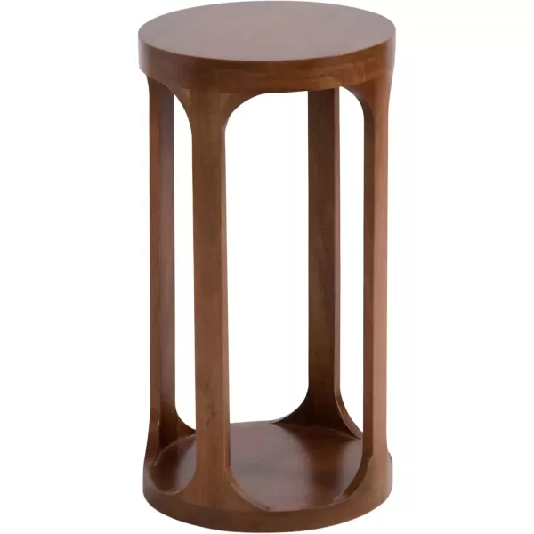 imageKate and Laurel Dahl Modern Slatted Wooden Round Drink Table 12 x 23 Black Transitional Wood Accent Pedestal Table for Use as Living Room Plant Stand or Small Bedroom NightstandWalnut Brown