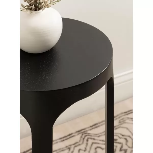 imageKate and Laurel Dahl Modern Slatted Wooden Round Drink Table 12 x 23 Black Transitional Wood Accent Pedestal Table for Use as Living Room Plant Stand or Small Bedroom NightstandBlack