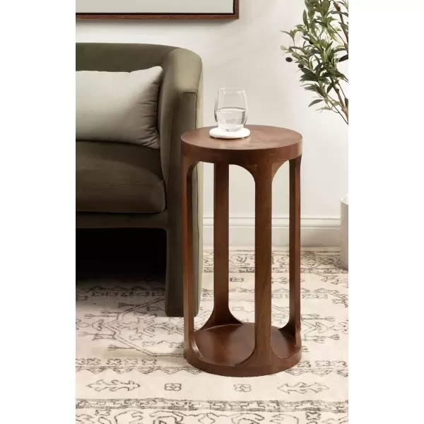 imageKate and Laurel Dahl Modern Slatted Wooden Round Drink Table 12 x 23 Black Transitional Wood Accent Pedestal Table for Use as Living Room Plant Stand or Small Bedroom NightstandWalnut Brown