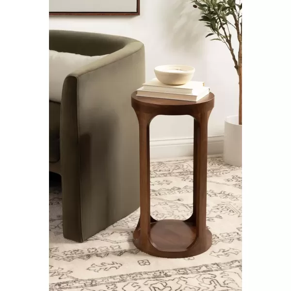imageKate and Laurel Dahl Modern Slatted Wooden Round Drink Table 12 x 23 Black Transitional Wood Accent Pedestal Table for Use as Living Room Plant Stand or Small Bedroom NightstandWalnut Brown