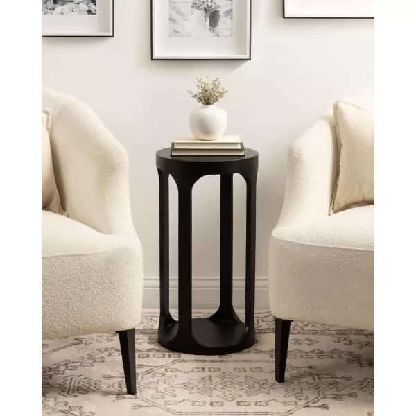 imageKate and Laurel Dahl Modern Slatted Wooden Round Drink Table 12 x 23 Black Transitional Wood Accent Pedestal Table for Use as Living Room Plant Stand or Small Bedroom NightstandBlack