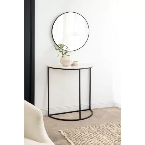imageKate and Laurel Dorrah Modern Round Marble Console Table for Entryway 28 x 14 x 30 White and Black Glam HalfCircle Entryway Table for Use as Hallway Table or Behind Couch TableBlackWhite