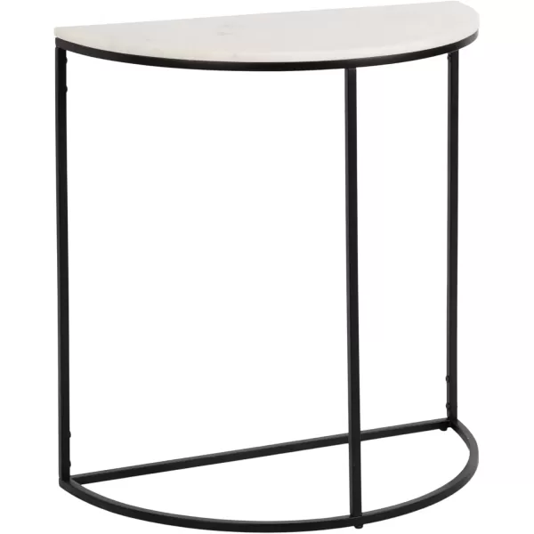 imageKate and Laurel Dorrah Modern Round Marble Console Table for Entryway 28 x 14 x 30 White and Black Glam HalfCircle Entryway Table for Use as Hallway Table or Behind Couch TableBlackWhite
