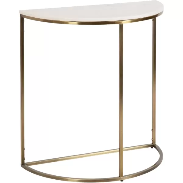 imageKate and Laurel Dorrah Modern Round Marble Console Table for Entryway 28 x 14 x 30 White and Black Glam HalfCircle Entryway Table for Use as Hallway Table or Behind Couch TableWhiteGold