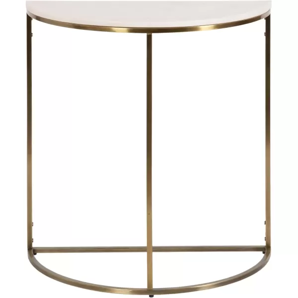 imageKate and Laurel Dorrah Modern Round Marble Console Table for Entryway 28 x 14 x 30 White and Black Glam HalfCircle Entryway Table for Use as Hallway Table or Behind Couch TableWhiteGold