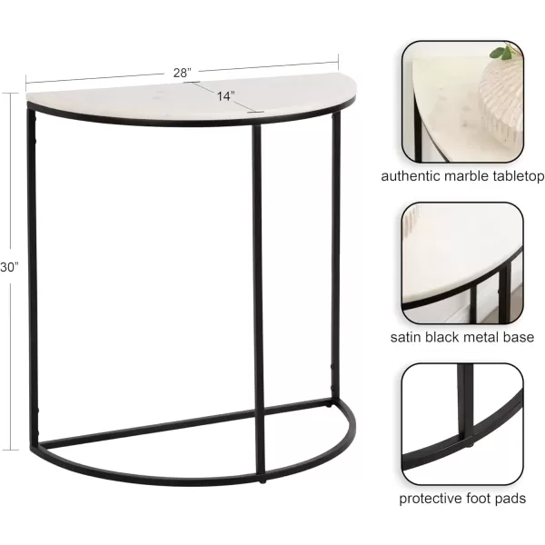 imageKate and Laurel Dorrah Modern Round Marble Console Table for Entryway 28 x 14 x 30 White and Black Glam HalfCircle Entryway Table for Use as Hallway Table or Behind Couch TableBlackWhite
