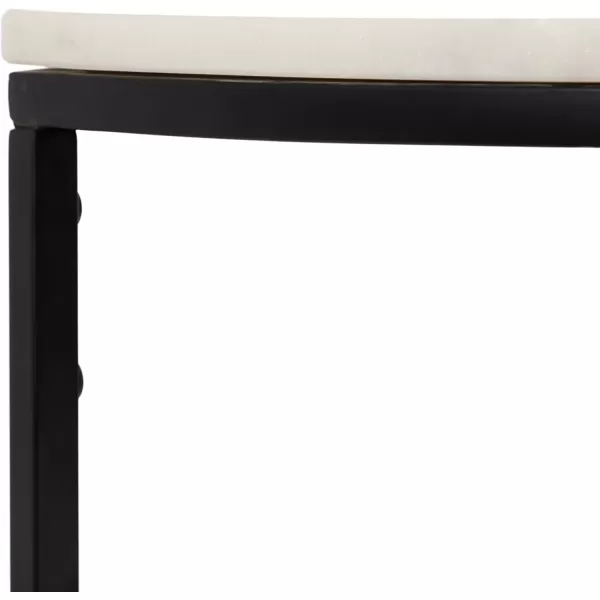 imageKate and Laurel Dorrah Modern Round Marble Console Table for Entryway 28 x 14 x 30 White and Black Glam HalfCircle Entryway Table for Use as Hallway Table or Behind Couch TableBlackWhite