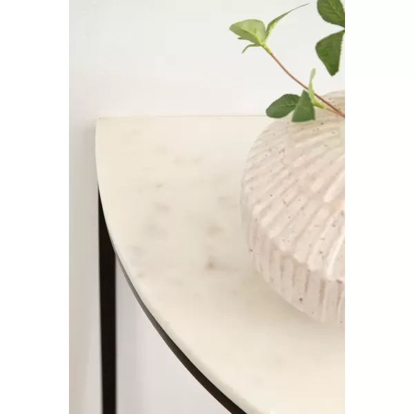 imageKate and Laurel Dorrah Modern Round Marble Console Table for Entryway 28 x 14 x 30 White and Black Glam HalfCircle Entryway Table for Use as Hallway Table or Behind Couch TableBlackWhite