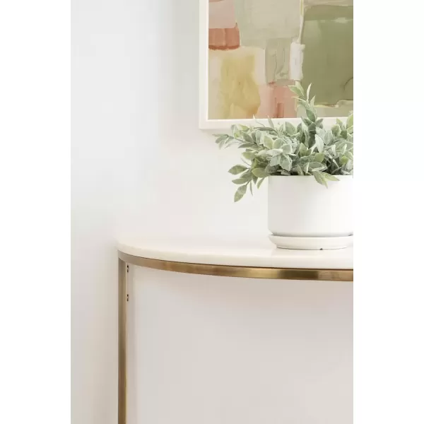 imageKate and Laurel Dorrah Modern Round Marble Console Table for Entryway 28 x 14 x 30 White and Black Glam HalfCircle Entryway Table for Use as Hallway Table or Behind Couch TableWhiteGold