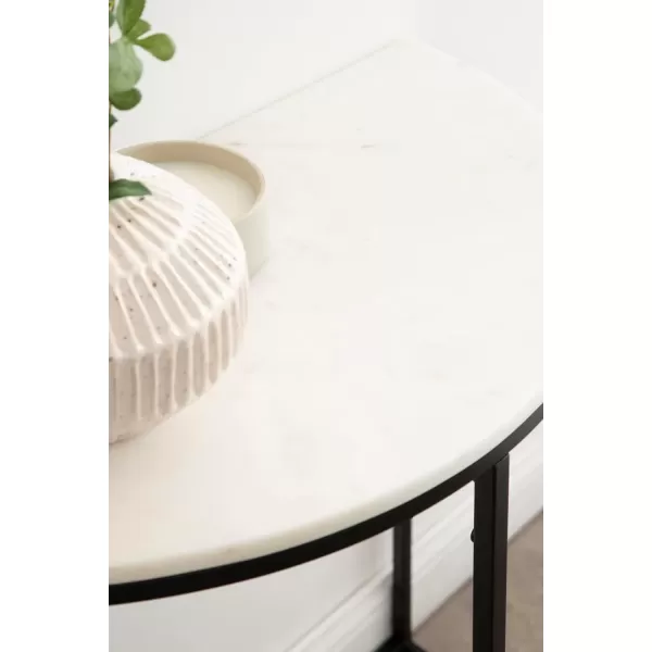 imageKate and Laurel Dorrah Modern Round Marble Console Table for Entryway 28 x 14 x 30 White and Black Glam HalfCircle Entryway Table for Use as Hallway Table or Behind Couch TableBlackWhite