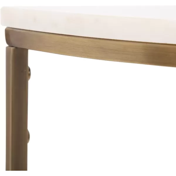 imageKate and Laurel Dorrah Modern Round Marble Console Table for Entryway 28 x 14 x 30 White and Black Glam HalfCircle Entryway Table for Use as Hallway Table or Behind Couch TableWhiteGold