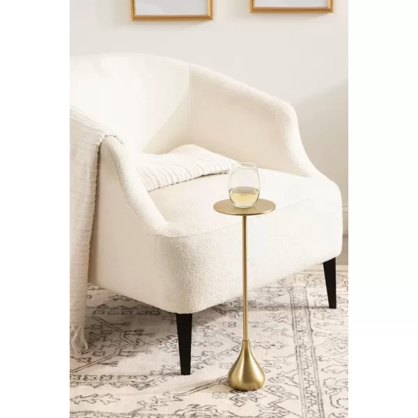 imageKate and Laurel Hersi Decorative Modern Pedestal Drink Table 7 x 7 x 20 Gold Cast Aluminum Mini Table with Teardrop Base for Use as Small Plant Stand or Living Room Martini TableGold