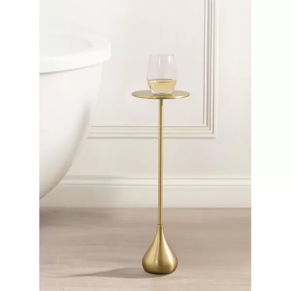 imageKate and Laurel Hersi Decorative Modern Pedestal Drink Table 7 x 7 x 20 Gold Cast Aluminum Mini Table with Teardrop Base for Use as Small Plant Stand or Living Room Martini TableGold