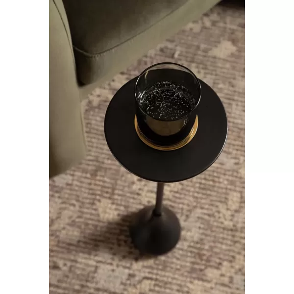 imageKate and Laurel Hersi Decorative Modern Pedestal Drink Table 7 x 7 x 20 Gold Cast Aluminum Mini Table with Teardrop Base for Use as Small Plant Stand or Living Room Martini TableBlack