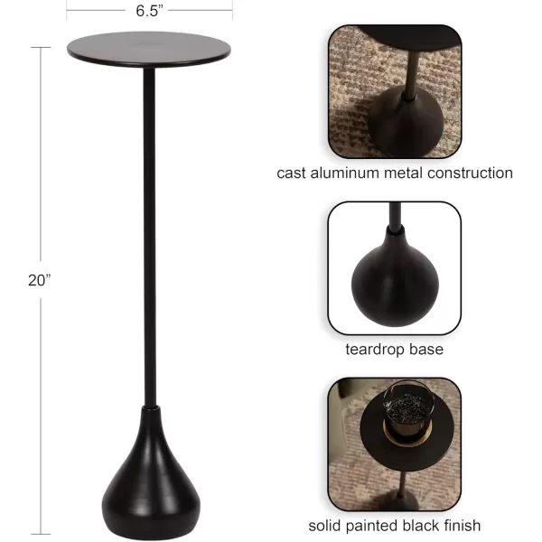 imageKate and Laurel Hersi Decorative Modern Pedestal Drink Table 7 x 7 x 20 Gold Cast Aluminum Mini Table with Teardrop Base for Use as Small Plant Stand or Living Room Martini TableBlack