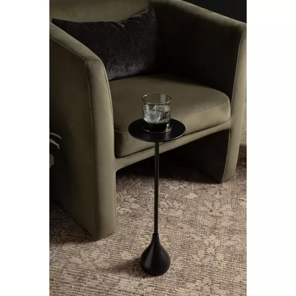 imageKate and Laurel Hersi Decorative Modern Pedestal Drink Table 7 x 7 x 20 Gold Cast Aluminum Mini Table with Teardrop Base for Use as Small Plant Stand or Living Room Martini TableBlack