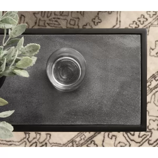 imageKate and Laurel Jaspur Modern Slim Side Table 16 x 8 x 24 Black Marble and Black Decorative Glam Narrow End Table for Use as Skinny Bedroom Nightstand or Living Room Accent Table