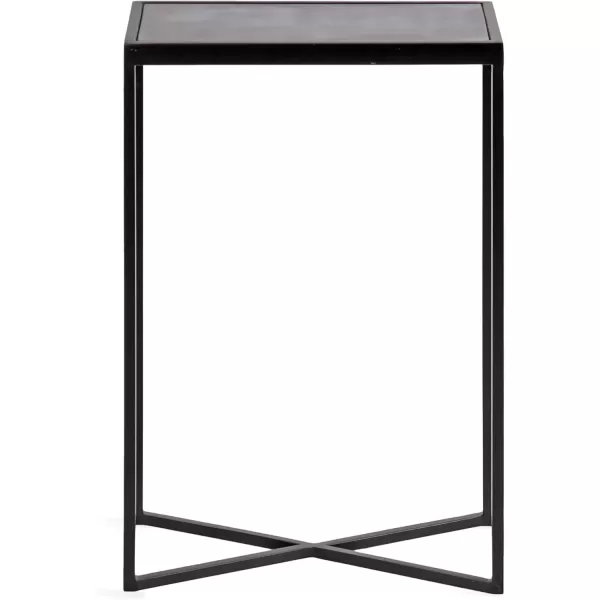 imageKate and Laurel Jaspur Modern Slim Side Table 16 x 8 x 24 Black Marble and Black Decorative Glam Narrow End Table for Use as Skinny Bedroom Nightstand or Living Room Accent Table