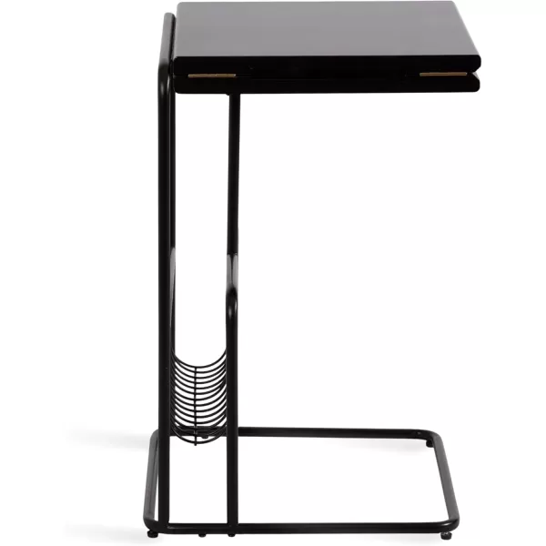 imageKate and Laurel Kura Modern Elegant Expandable CTable 31 x 17 x 26 Black Transitional Slim Expanding Top Living Room End Table with Bottom Wire Rack for Use as TV Tray Table with Storage