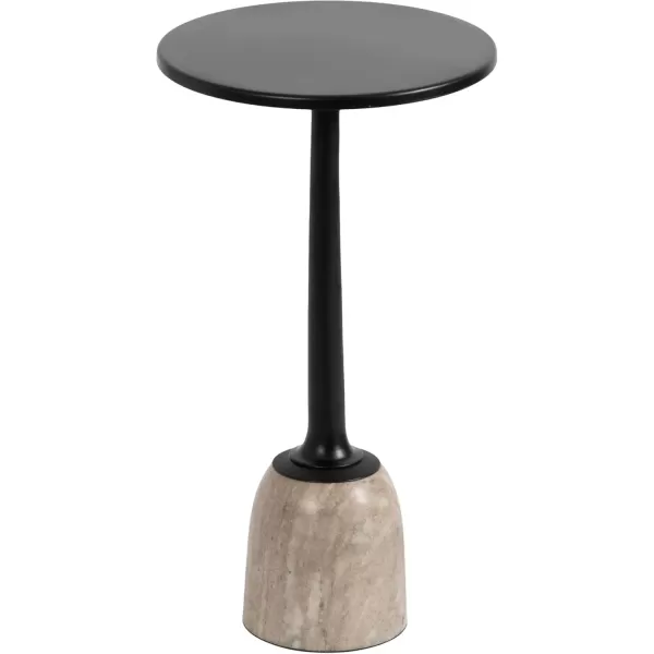 imageKate and Laurel Nyall Modern Natural Marble Drink Table 12 x 12 x 22 Marble and Black Transitional Round Mini Table with Premium Marble Base for Use as Indoor Plant Stand or Small Bathtub Table