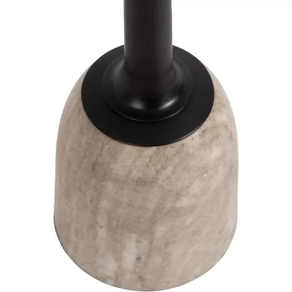imageKate and Laurel Nyall Modern Natural Marble Drink Table 12 x 12 x 22 Marble and Black Transitional Round Mini Table with Premium Marble Base for Use as Indoor Plant Stand or Small Bathtub Table
