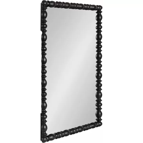 imageKate and Laurel Prindle Turned Wood Beaded Rectangle Mirror 23 x 34 Black Vintage Rectangular Wall Mirror for Use as Fireplace Mantel Mirror Bathroom Mirror for Over SinkBlack