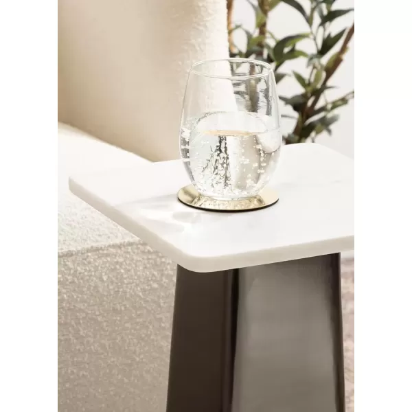 imageKate and Laurel Quinley Modern Square Marble Drink Table 10 x 10 x 22 White Marble and Gray Gunmetal Contemporary Marble Pedestal Table for Use as Living Room Plant Stand or Bedroom Mini Table