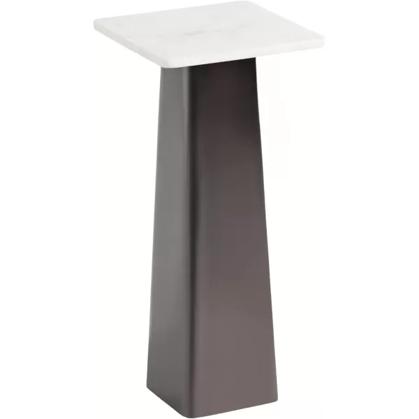 imageKate and Laurel Quinley Modern Square Marble Drink Table 10 x 10 x 22 White Marble and Gray Gunmetal Contemporary Marble Pedestal Table for Use as Living Room Plant Stand or Bedroom Mini Table