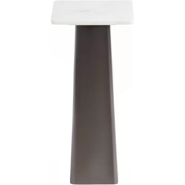 imageKate and Laurel Quinley Modern Square Marble Drink Table 10 x 10 x 22 White Marble and Gray Gunmetal Contemporary Marble Pedestal Table for Use as Living Room Plant Stand or Bedroom Mini Table