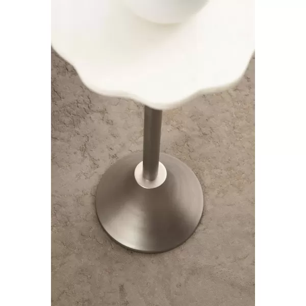 imageKate and Laurel Sanzo Modern Pedestal Drink Table 10 x 10 x 23 White Marble and Black Decorative End Table with Scalloped Marble Tabletop for Use as Small Plant Stand or Cute Martini TableSilver