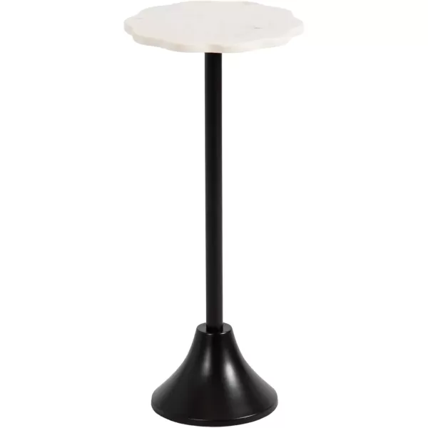 imageKate and Laurel Sanzo Modern Pedestal Drink Table 10 x 10 x 23 White Marble and Black Decorative End Table with Scalloped Marble Tabletop for Use as Small Plant Stand or Cute Martini TableBlack