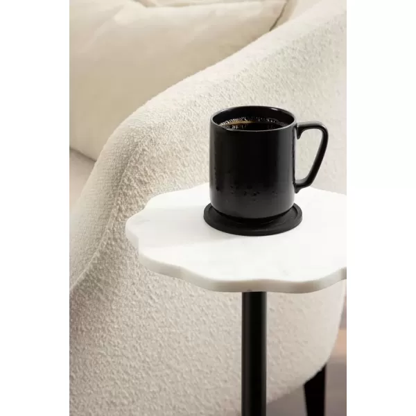 imageKate and Laurel Sanzo Modern Pedestal Drink Table 10 x 10 x 23 White Marble and Black Decorative End Table with Scalloped Marble Tabletop for Use as Small Plant Stand or Cute Martini TableBlack