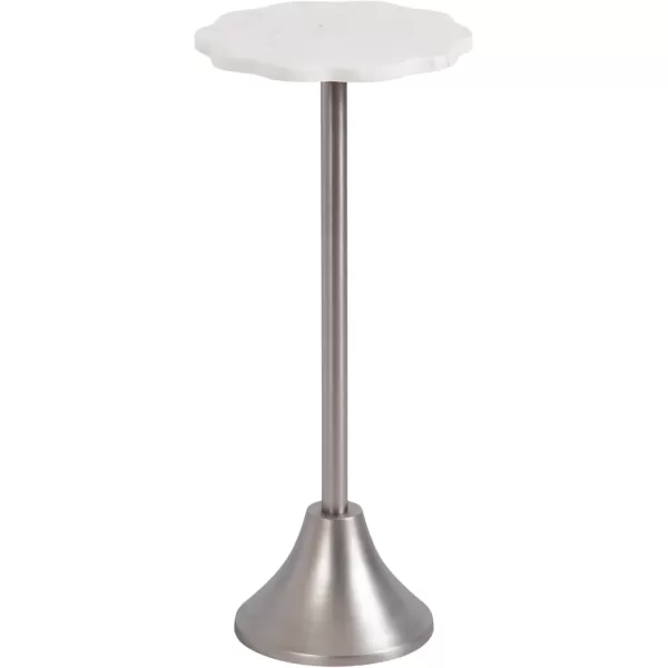 imageKate and Laurel Sanzo Modern Pedestal Drink Table 10 x 10 x 23 White Marble and Black Decorative End Table with Scalloped Marble Tabletop for Use as Small Plant Stand or Cute Martini TableSilver