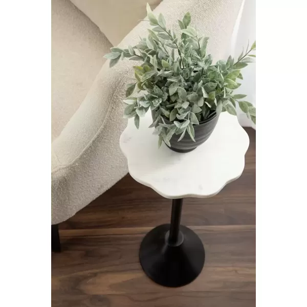 imageKate and Laurel Sanzo Modern Pedestal Drink Table 10 x 10 x 23 White Marble and Black Decorative End Table with Scalloped Marble Tabletop for Use as Small Plant Stand or Cute Martini TableBlack