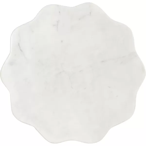 imageKate and Laurel Sanzo Modern Pedestal Drink Table 10 x 10 x 23 White Marble and Black Decorative End Table with Scalloped Marble Tabletop for Use as Small Plant Stand or Cute Martini TableBlack