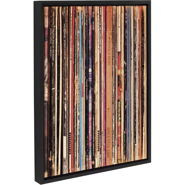 imageKate and Laurel Sylvie 33RPM Framed Canvas Wall Art by Robert Cadloff of Bomobob 18x24 Black Decorative Music Art for WallBlack