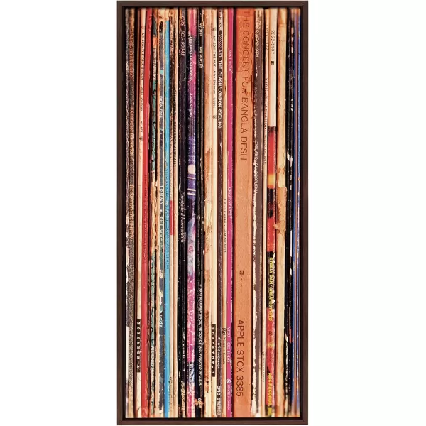 imageKate and Laurel Sylvie 33RPM Framed Canvas Wall Art by Robert Cadloff of Bomobob 18x24 Black Decorative Music Art for WallBrown