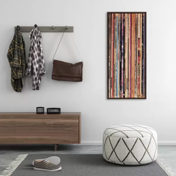 imageKate and Laurel Sylvie 33RPM Framed Canvas Wall Art by Robert Cadloff of Bomobob 18x24 Black Decorative Music Art for WallBrown