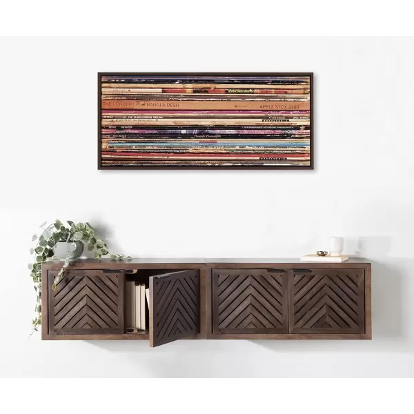 imageKate and Laurel Sylvie 33RPM Framed Canvas Wall Art by Robert Cadloff of Bomobob 18x24 Black Decorative Music Art for WallBrown
