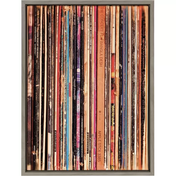 imageKate and Laurel Sylvie 33RPM Framed Canvas Wall Art by Robert Cadloff of Bomobob 18x24 Black Decorative Music Art for WallGray