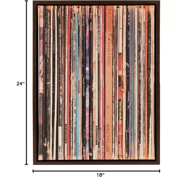 imageKate and Laurel Sylvie 33RPM Framed Canvas Wall Art by Robert Cadloff of Bomobob 18x24 Black Decorative Music Art for WallWalnut Brown
