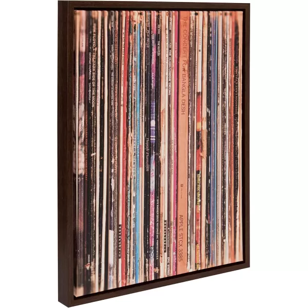 imageKate and Laurel Sylvie 33RPM Framed Canvas Wall Art by Robert Cadloff of Bomobob 18x24 Black Decorative Music Art for WallWalnut Brown