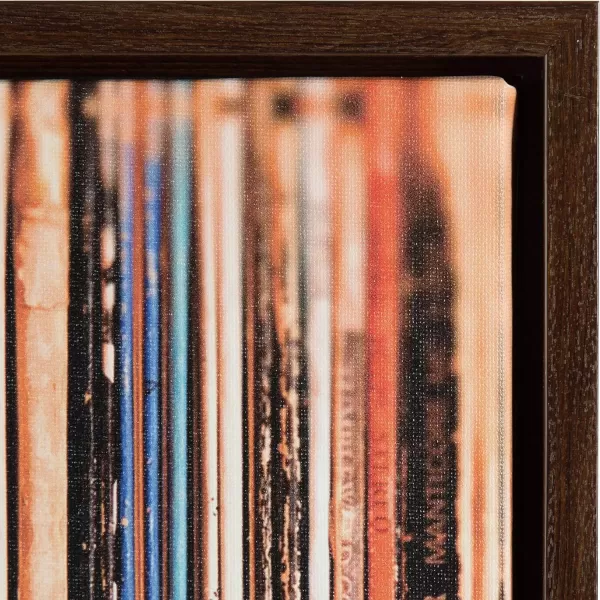 imageKate and Laurel Sylvie 33RPM Framed Canvas Wall Art by Robert Cadloff of Bomobob 18x24 Black Decorative Music Art for WallWalnut Brown