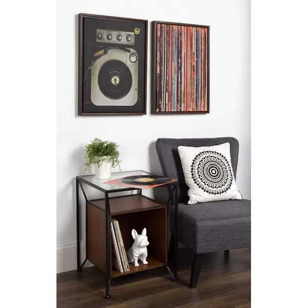 imageKate and Laurel Sylvie 33RPM Framed Canvas Wall Art by Robert Cadloff of Bomobob 18x24 Black Decorative Music Art for WallWalnut Brown