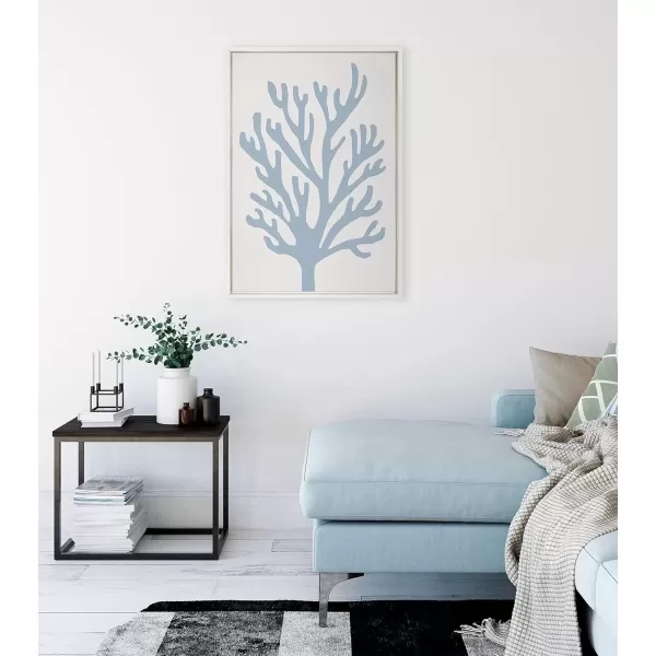 imageKate and Laurel Sylvie Abstract Coral Ocean Blue Framed Canvas Wall Art by The Creative Bunch Studio 18x24 White Simple Modern Ocean Beach Wall Dcor ArtWhite