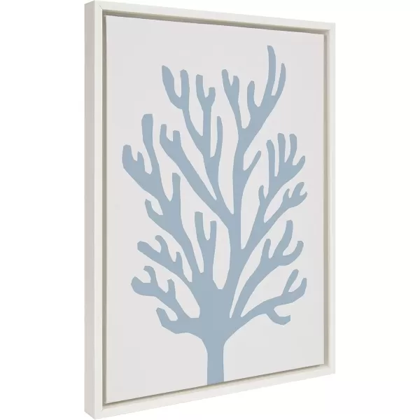 imageKate and Laurel Sylvie Abstract Coral Ocean Blue Framed Canvas Wall Art by The Creative Bunch Studio 18x24 White Simple Modern Ocean Beach Wall Dcor ArtWhite