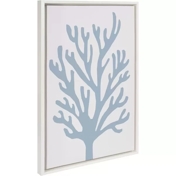 imageKate and Laurel Sylvie Abstract Coral Ocean Blue Framed Canvas Wall Art by The Creative Bunch Studio 18x24 White Simple Modern Ocean Beach Wall Dcor ArtWhite